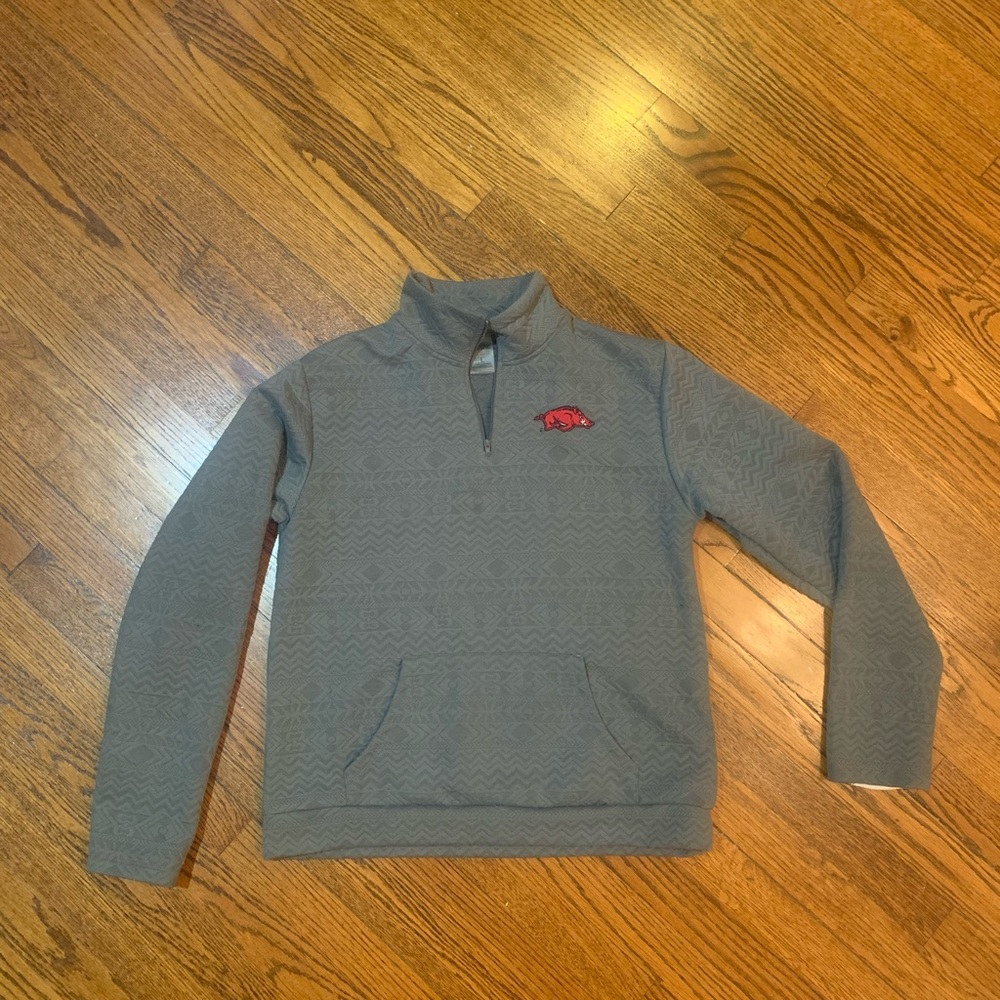 ARKANSAS RAZORBACKS "ABOUT TOWN" QUILTED QUARTER-ZIP PULLOVER/SWEATSHIRT- L